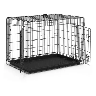 VOUNOT Dog Crate Portable Pet Crate Foldable Secure Puppy Cage with Doors, Removable Slide Tray,