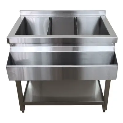 Cocktail Bar Station Free Standing Stainless Steel Bar Sink Insulated Ice Well