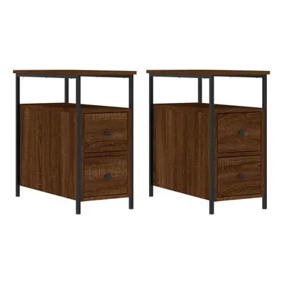 (brown oak, pcs) vidaXL Bedside Cabinets Bedside Table Side Table pcs Black Engineered Wood