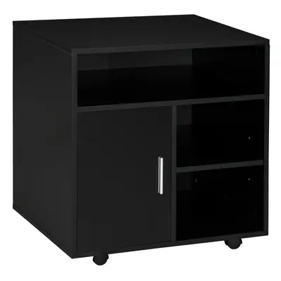 HOMCOM Multi-Storage Printer Unit Office Organisation w/ Compartments Black