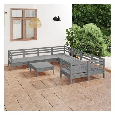 vidaXL Garden Lounge Set Outdoor Sofa Set Couch Piece Grey Solid Wood Pine