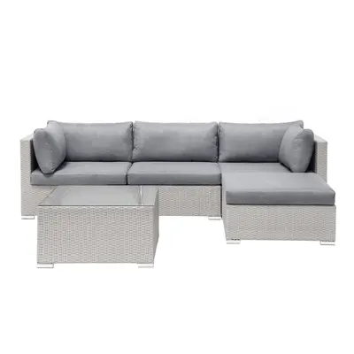 Garden Corner Sofa with Table Seater SANO Left Hand Modular PE Rattan Light Grey