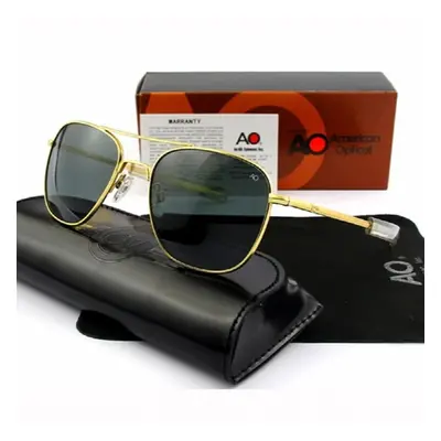 Pilot Sunglasses Men Top AO Sun Glasses 55mm For Male American Army Military Optical Glass Lens 