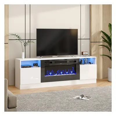 Recessed Electric Fireplace TV Stand with Closed Storage