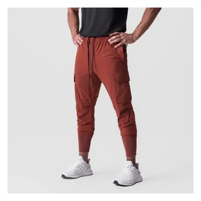 (Brick red, L) Summer Thin Loose Quick Drying Stretchy Running Training Pants