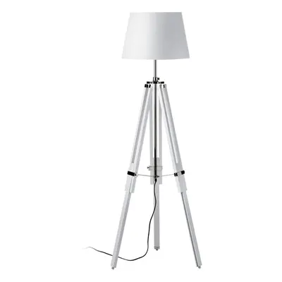 Premier Housewares Jasper White Wood Floor Lamp with EU Plug