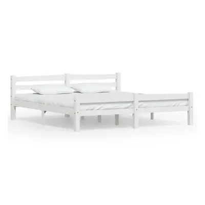 vidaXL Bed Frame Bed Base Bedstead White Solid Pinewood 180x200 cm Super King