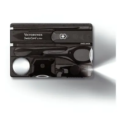 (black) Victorinox Swiss Card Lite - functions swisscard tool with white LED light