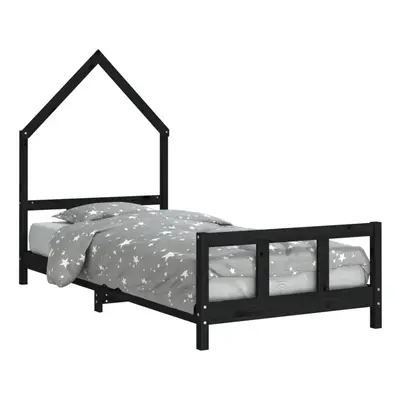 (black, x cm) vidaXL Kids Bed Frame Bedstead Wooden Bed Base Black 80x200 cm Solid Wood Pine