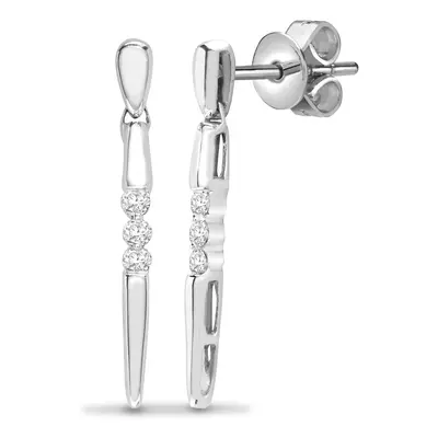 Jewelco London Ladies Solid 18ct White Gold Claw Set Round H I1 0.24ct Diamond Cool Icicle Drop 