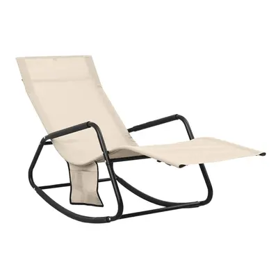 (cream) vidaXL Sun Lounger Outdoor Sunbed Patio Lounge Bed Day Bed Steel and Textilene