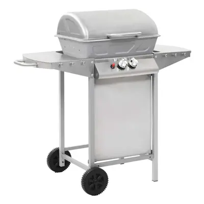 vidaXL Gas BBQ Grill with Cooking Zones Silver Stainless Steel