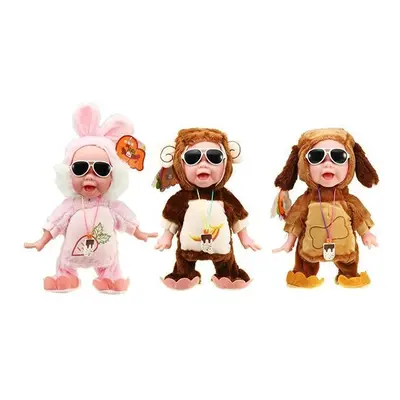 (Brown) Nice Dream Toys Ice Cream Boy Reaction Laughing Crying Electronic Dancing Stuffed Doll