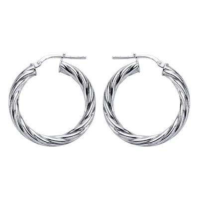 Jewelco London Ladies Sterling Silver Twisted Hoop Earrings 28mm - ER15