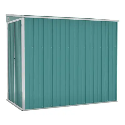 vidaXL Wall-mounted Garden Shed Green Galvanised Steel Patio Tool Storage Shed