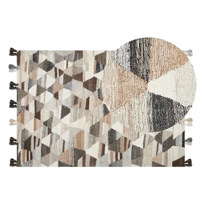 Wool Kilim Area Rug x cm Multicolour ARGAVAND