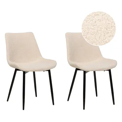 Set of Dining Chairs AVILLA Boucle Beige