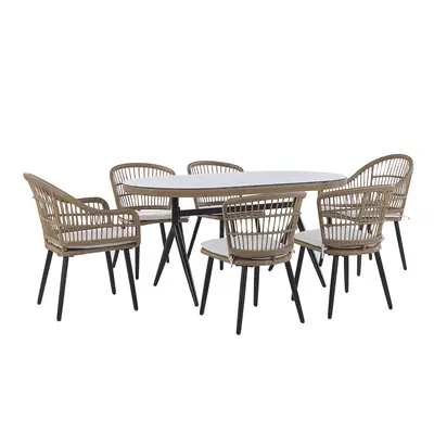 Garden Dining Set ALIANO II PE Rattan 159x94x74 cm Beige