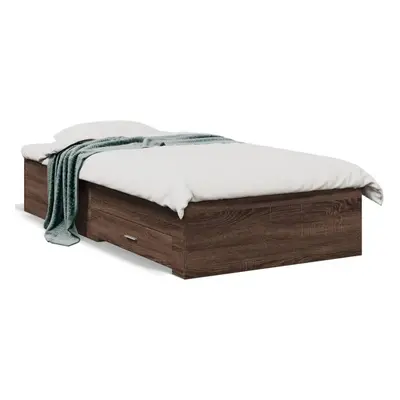 (brown oak, x cm) vidaXL Bed Frame with Drawers Bed Base Grey Sonoma 140x200 cm Engineered Wood