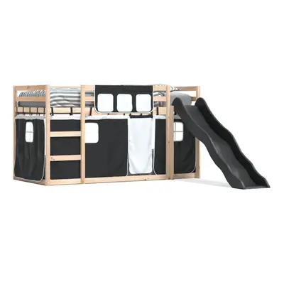 (black, x cm) vidaXL Bunk Bed with Slide and Curtains Bed Frame Loft Bed Pink 90x190 cm