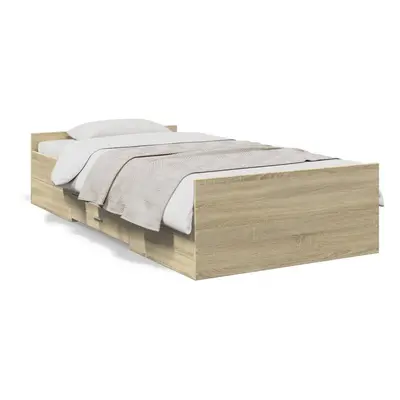 (sonoma oak, x cm) vidaXL Bed Frame with Drawers Bed Base Sonoma Oak 120x200 cm Engineered Wood