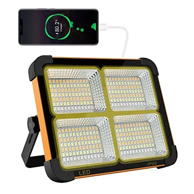 LED Solar Energy Rechargeable Work Lights, 100W Floodlight Battery Security Light with Modes Out