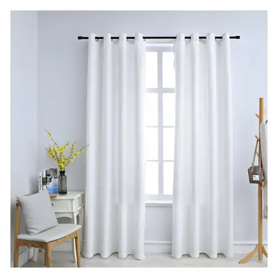 vidaXL 2x Blackout Curtains with Metal Rings Off White 140x225cm Blind Drapery