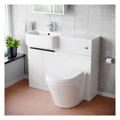 Nes Home LH Vanity Unit, With Black Handles, WC Unit & Rimless Toilet