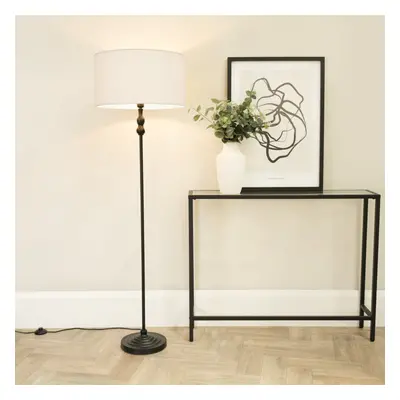 ValueLights Maggie Black Candlestick Floor Lamp with White Shade