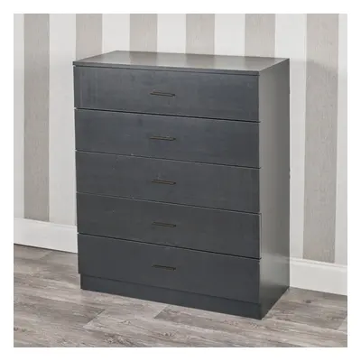 (Black Carcass with Black Drawers, 5) URBNLIVING Drawer Wooden Bedroom Chest Cabinet