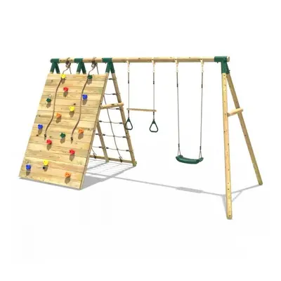 (Pinnacle Green) Rebo Beat The Wall Wooden Swing Set