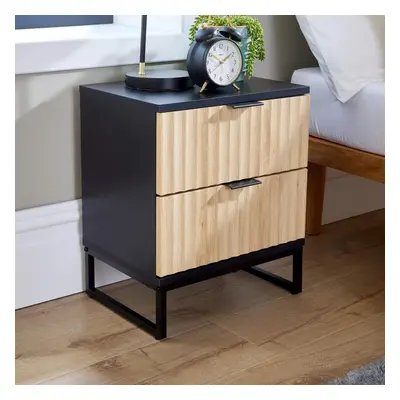 Modern Black Wood Bedside Cabinet Drawers Bedroom Table Furniture