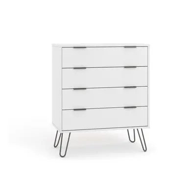 White Chest of Drawers Bedroom Living Room Storage Furniture Metal Handles