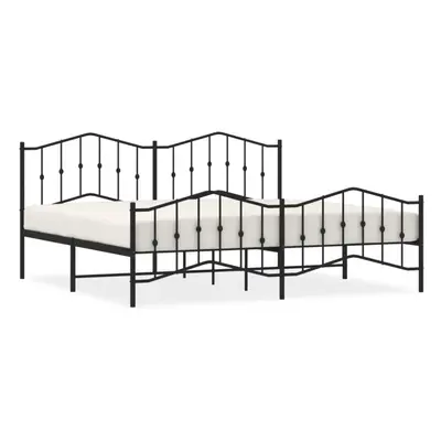 (black, x cm/with headboard & footboard) vidaXL Metal Bed Frame Home Bedroom Bed Base Mattress F