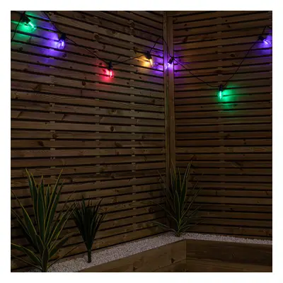 Set of Indoor Outdoor Connectable Vintage Festoon Lights with Multi-Coloured LEDs