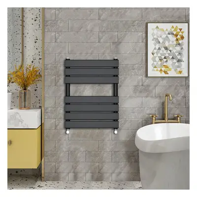 (650x500mm) WarmeHaus - Minimalist Heated Towel Rail Radiator Bathroom Flat Panel Black