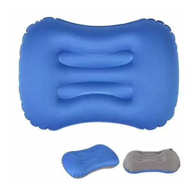 (DarkBlue) Outdoor Travel Air Inflatable Pillow Sleep Headrest Neck Massage Folding Cushion