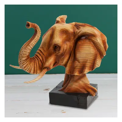 Naturecraft Wood Effect Resin Figurine - Elephant Head - Widdop