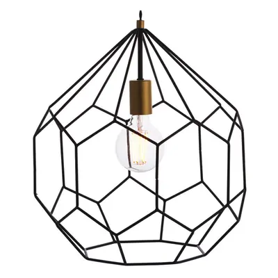 Hanging Ceiling Pendant Light Geometric Black Gold Shade Feature Lamp Bulb Rose