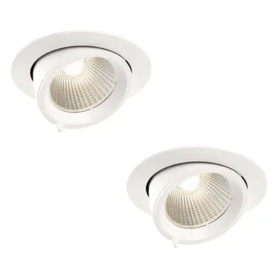 2 PACK Fully Adjustable Ceiling Downlight - 30W Cool White LED - Matt White