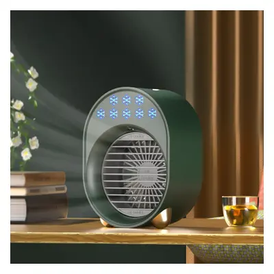 (Green) Gear Mini Water Cooling Fan Spray Humidification Portable Colorful Night Light Air Coole