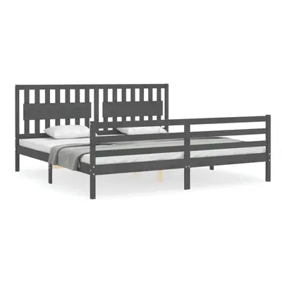 (grey, x cm) vidaXL Bed Frame Bed Base Platform Bed with Headboard Black Single Solid Wood