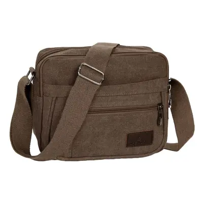 (khaki) Unisex Canvas Crossbody Bag Zipped Pocket Casual Travel Outdoor Small Shoulder Bag