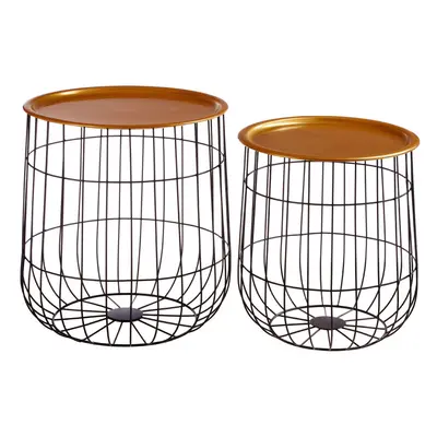 Premier Housewares Set Of Black Wire Basket Tables