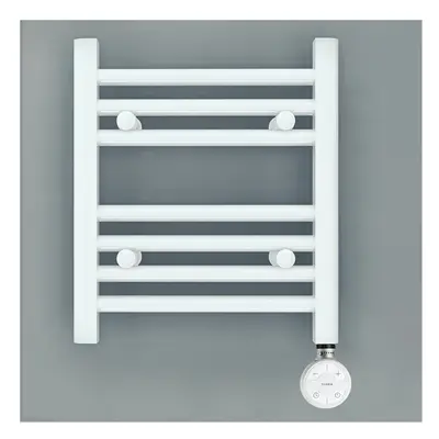 (300 x mm (h), MOA Thermostatic Electric Element) 300mm Wide White Electric Towel Rail Radiator