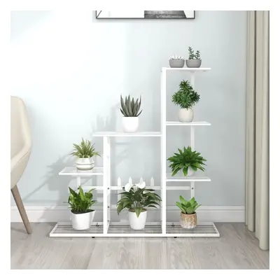 vidaXL Flower Stand White Metal Home Garden Decor Plant Rack Display Shelf