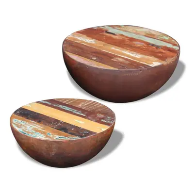 (brown) vidaXL Two Piece Bowl Shaped Coffee Table Set Solid Reclaimed Wood Colours