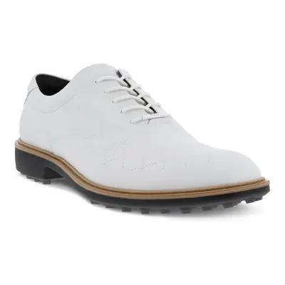 (UK 10.5-11, White) Ecco Mens M Classic Hybrid Leather Water Resistant Spikeless Golf Shoes