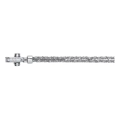 Jewelco London Ladies Sterling Silver Cubic zirconia Sparkling Popcorn Loop Charm Bracelet 4mm 7