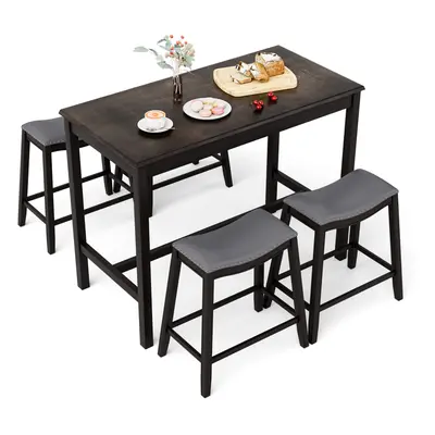 5PCS Dining Table and Chairs Set Upholstered Stools & Pub Bistro Table